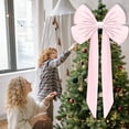 thumbnail image 3 of Pink Christmas Bow – 80×40in Large Velvet Tree Topper Bow, Holiday Ribbon for Door, Wall, Wreath | Charming Pink Holiday Décor, 3 of 4
