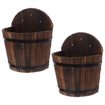 FESTFENDS 2Pcs Wall Planters Bucket Wooden Flower Pot for Indoor in 9.3X8.1X5.5in