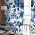 thumbnail image 4 of Abstract Floral Sheer Curtains 84 Inches Long 2 Panels Set, Window Sheer Curtains for Living Room/Bedroom, Blue Flowers Retro Country Watercolor Light Filtering Rod Pocket Curtain 52'' x 84'' x 2, 4 of 7