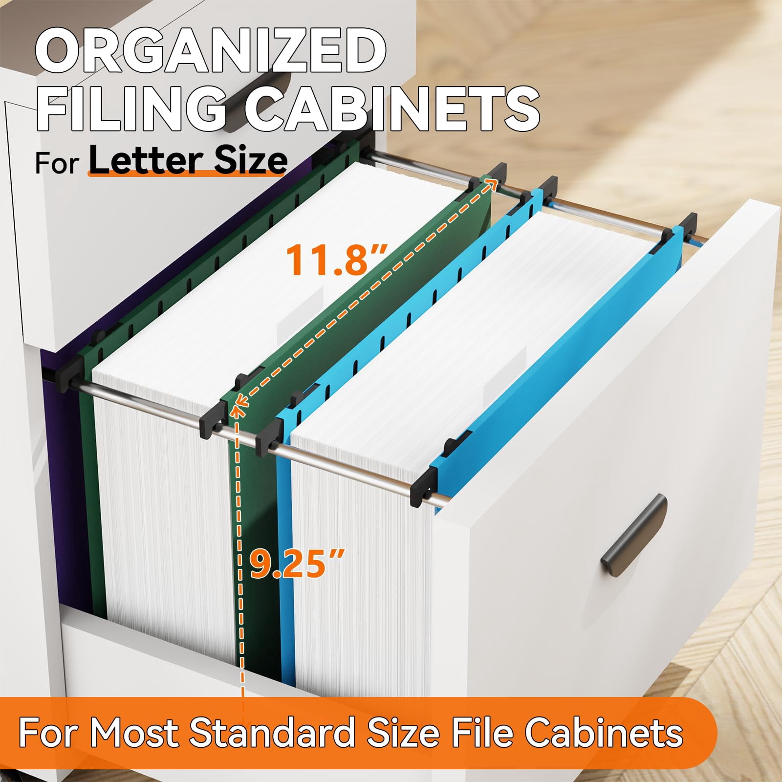 Extra Capacity Hanging File Folder Letter Size 3" Expansion Plastic Organizer For Filing Cabinet Folders Office Home Reinforced Black Heavy Duty Hang With Tabs 12 Pack