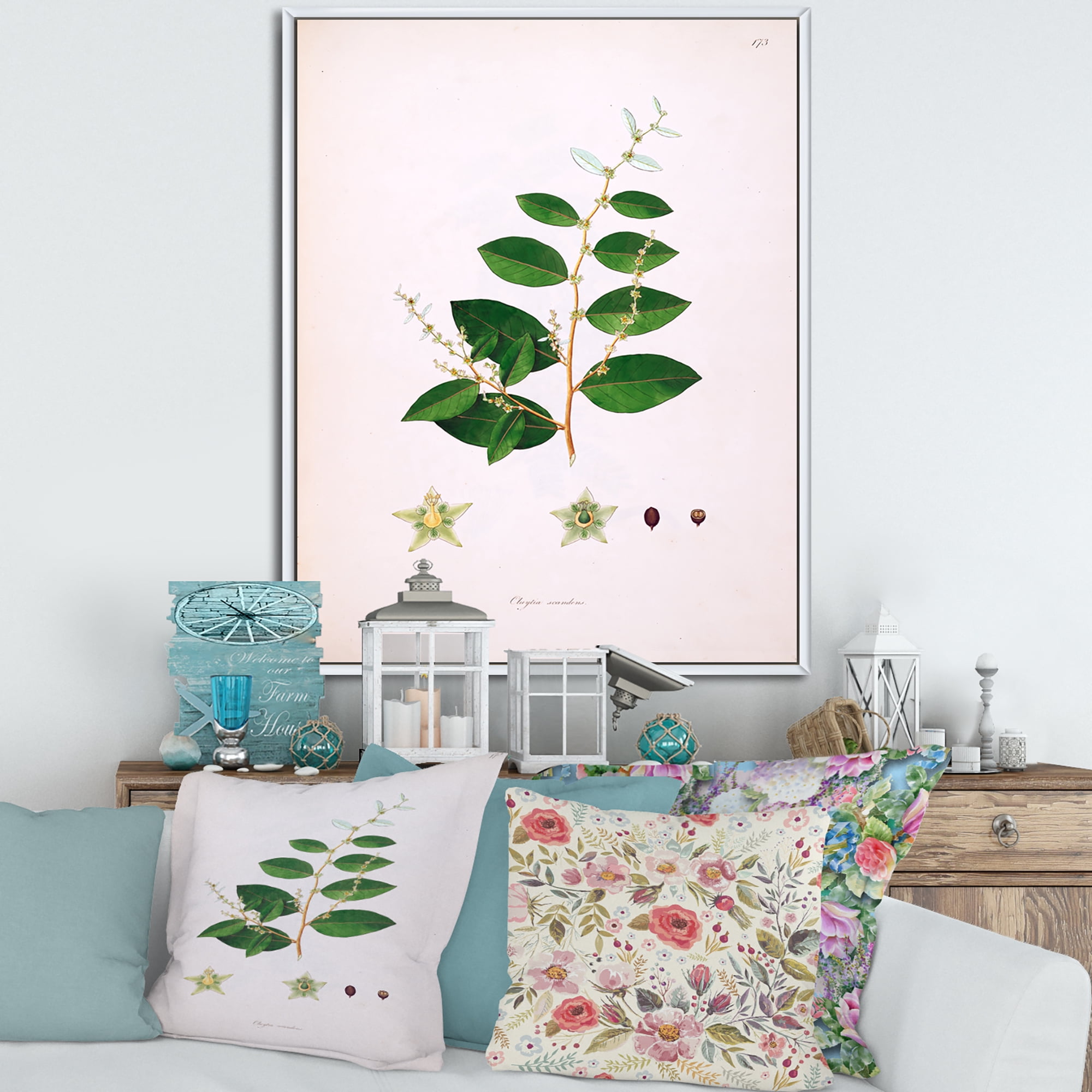 Designart 'Ancient Plant Life XVI' Farmhouse Framed Canvas Wall Art Print