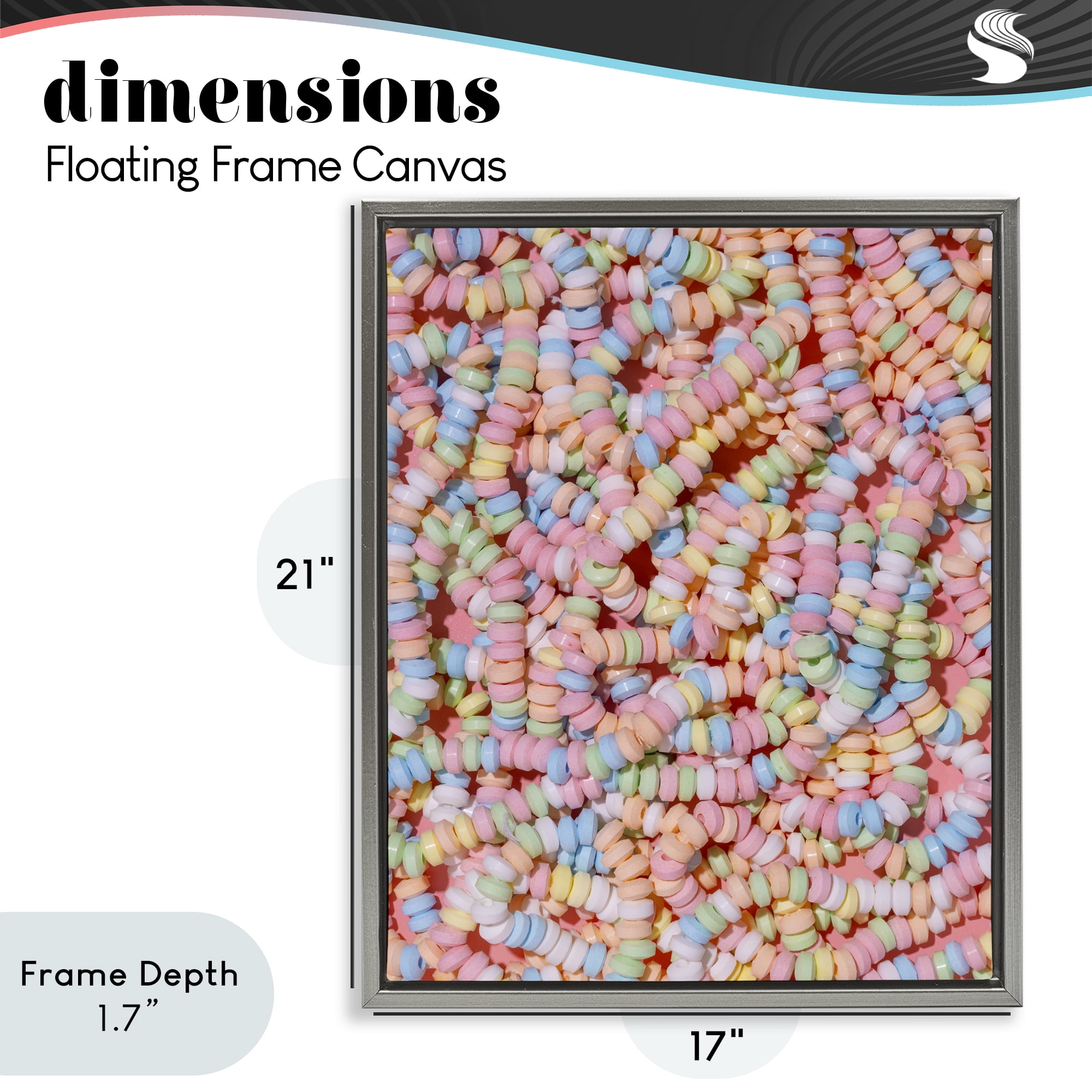 Stupell Industries Pastel Candy Necklace Gray Framed Floater Canvas Wall Art, design by LISH Creative