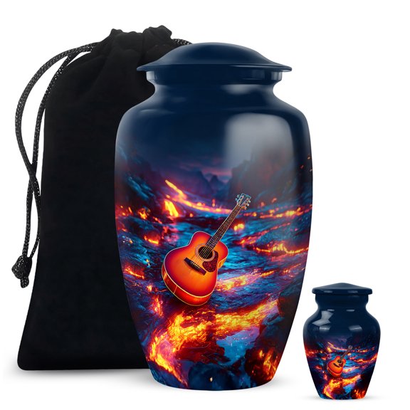 Guitar Urns For Human Ashes Adult Man, Urn For Ashes For Women, Large Cremation Urns For Ash, Urn For Human Ash Adult Female, (Size - 10inch 1pcs, 3inch 1pcs)