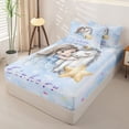 thumbnail image 2 of Metsweet Dreamy Princess Zipper Twin Comforter Sets with Fitted Sheet and 2 Pillowcases, Cartoon Unicorn Zipper Bedding Set, Blue White,4-Piece,Pink Reversible, 2 of 6