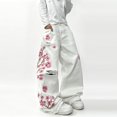 thumbnail image 6 of Mrmall Men White Baggy Jeans Cherry Blossom Embroidered Ripped Wide‑Leg Denim Pants Designer Look Jeans Men, 6 of 6