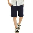 thumbnail image 2 of LittleSpring Size 7-8 Black Shorts Boys Chino Shorts with Elastic Waist Pull On Flat Front Casual School Uniform, 2 of 6