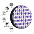 thumbnail image 4 of Fuzoiu Purple argyle Print Universal Spare Tire Cover with Buckle Strap, Waterproof Wheel Covers for Jeep, Trailer, RV, Truck and All Car-14 inch, 4 of 6