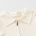 thumbnail image 4 of Boys Collared Half‑Zip Knit Pullover Sweater, Long Sleeve Textured Knitted Tops, Warm Kids Outfit for Fall Winter School and Daily Casual Occasions White 5-6T, 4 of 9