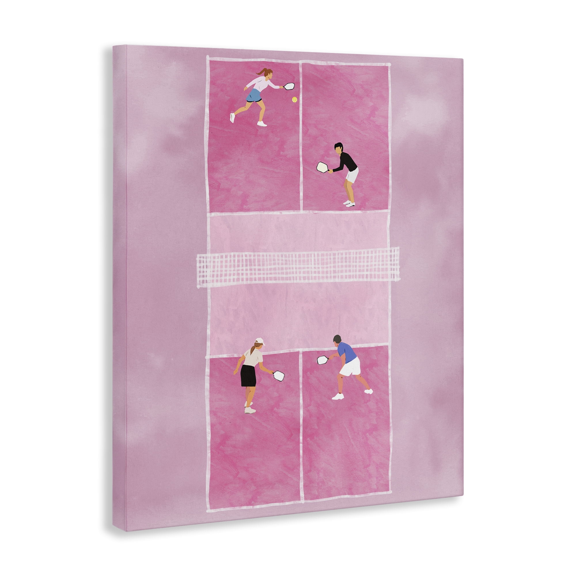 Stupell Industries Pink Pickleball Court Sports Painting Wrapped Canvas Art Print Wall Art, 30 x 40