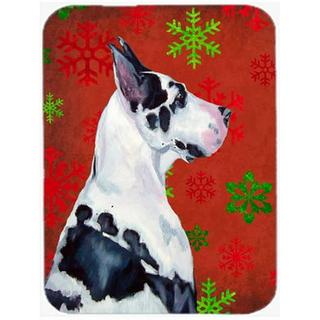 

Great Dane Red & Green Snowflakes Holiday Christmas Glass Cutting Board - Large