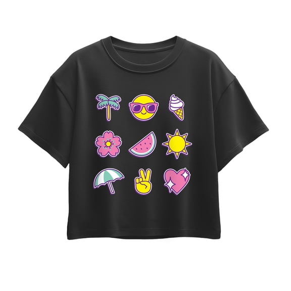 Instant Message - Summer Emojis Short Sleeve Boxy Graphic T-Shirt