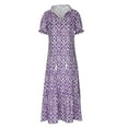 thumbnail image 4 of Lenago Sun Dresses for Women Plus Size Fashion Casual Spring And Summer V-neck Short Sleeve Printed Dress Beach Flowy Long Dress, 4 of 6