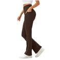 thumbnail image 2 of VBVC Women's High Waisted Flare Leg Pants , Breathable Bootcut Yoga Pants For Women , Ladies' Slim Stretch Slacks with Pockets,Coffee,XS-XL, 2 of 7