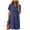Blue, variant on Womens 2024 Casual Dress Smocked Crewneck Button Up Long Sleeve Empire Waist A-Line Mini Dress
