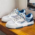 thumbnail image 5 of Men'S Teen Low-Top Skate Sneakers for Outdoor & Daily Wear, Skate Shoes - White & Blue, Non-Slip Durable PVC Sole, Comfortable Fabric Upper, Lace-Up Casual Shoes, 5 of 9