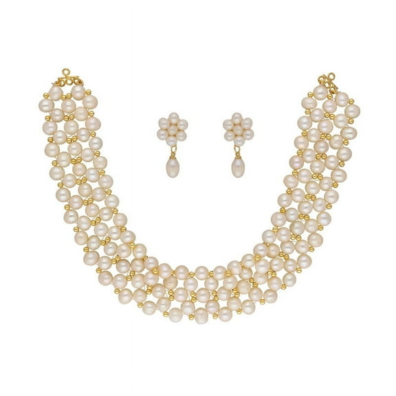 Multi-Strand 5mm Freshwater Pearl Choker Set For Women
