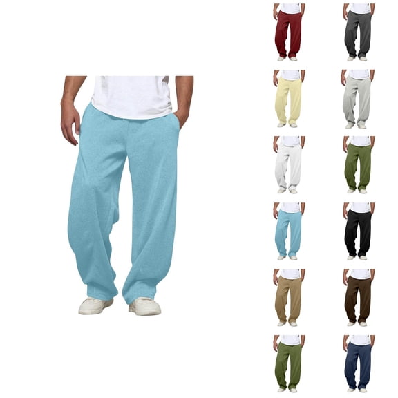 Sweatpants for Men 2025 Fall Winter Elastic Waist Drawstring Plain Baggy Pants Casual Trousers with Pockets