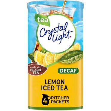 Crystal Light Decaf Lemon Iced Tea Naturally Flavored Powdered Drink Mix, 4 ct Pitcher Packets