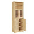 thumbnail image 3 of Ktaxon Rattan Bathroom Storage Cabinet,  Wooden with 4 Doors and Adjustable 6 Shelves for Kitchen Living Room, Natural, 3 of 12