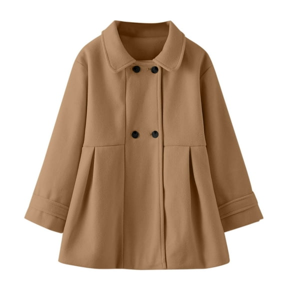 Mercatoo Kids Baby Girls Coat Jacket Warm Jacket Winter Simple 𝐁reasted Trench Coat Outwear Wool Blend Coat for 1T to 6T