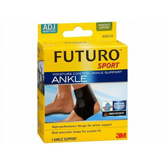 Futuro Sport Power Stretch Moisture Control Ankle Support, Black, 3-Pack