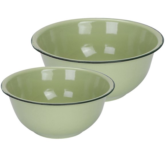HONMEET Vintage Enamel Bowl Large For Kitchen Use 2Pcs 8.3X7.5X3.7In