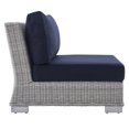 thumbnail image 4 of Modway Conway Modern Rattan & Fabric Outdoor Armless Chair in Light Gray/Navy, 4 of 9
