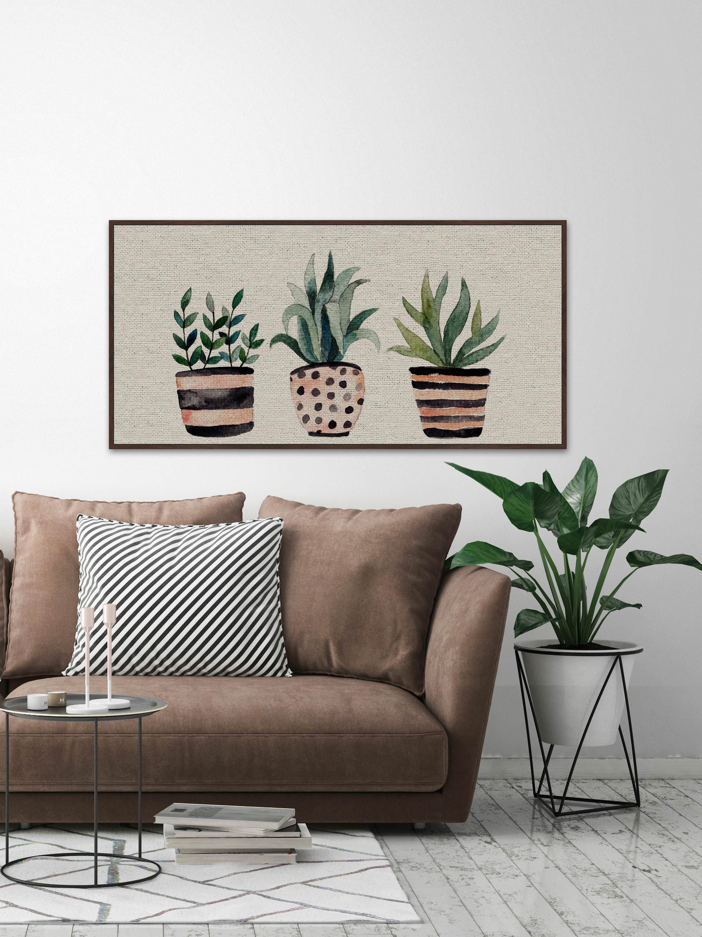 Three Plants II Floater Framed Painting Print on Canvas