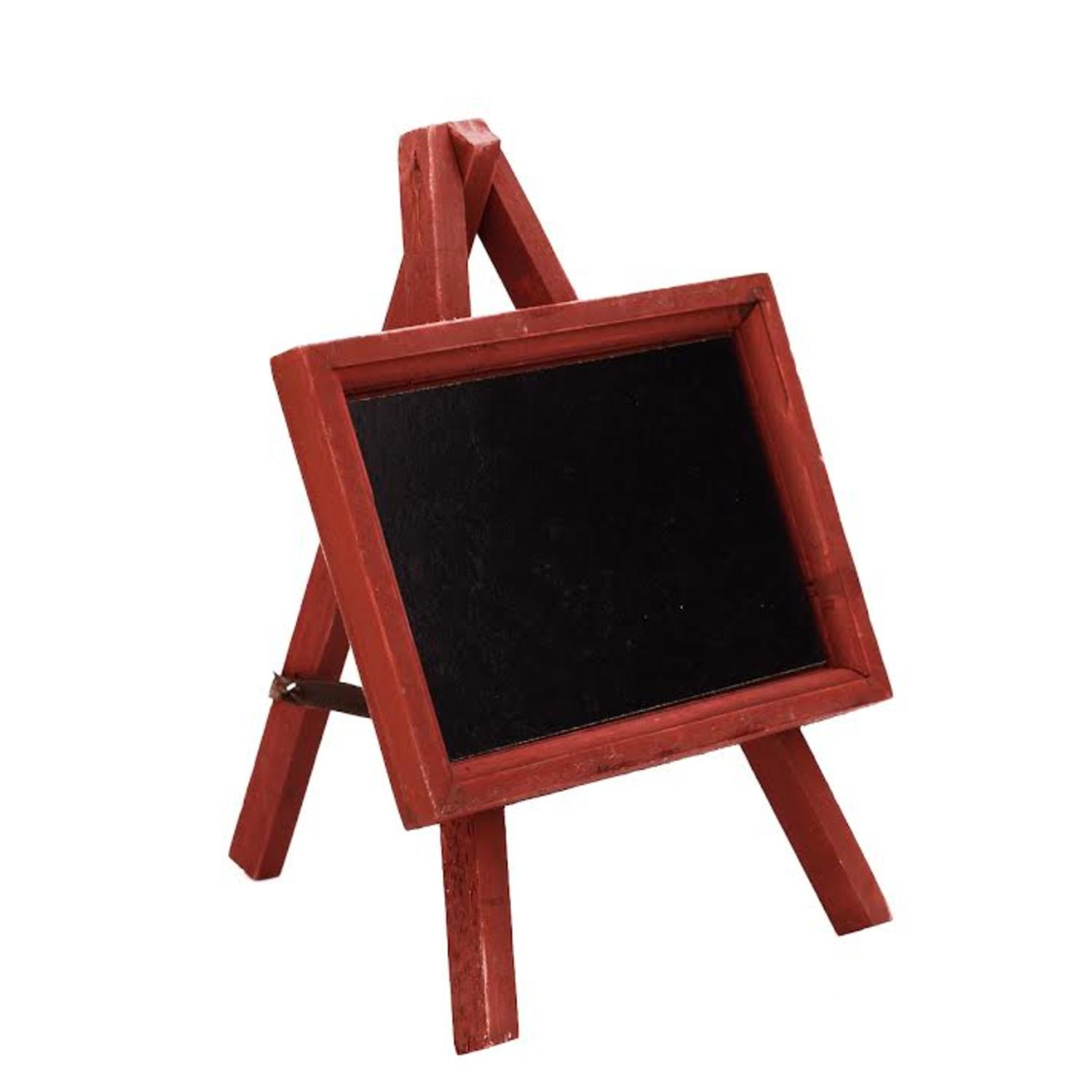 9" Decorative Red Wooden Table Top Chalkboard with Easel