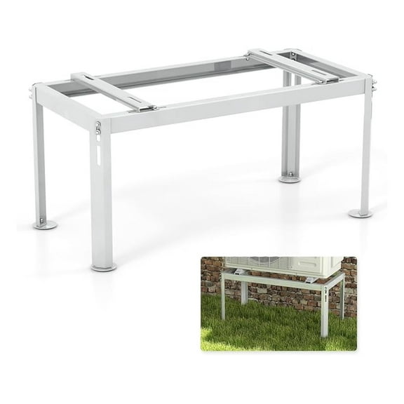 Mini Split Stand, Outdoor Unit Bracket with Adjustable Height, Width & Length, Heavy Duty Metal Frame, Mini Split Ground Stand for 9000-18000 BTU Ductless Air Conditioners, White (Small)
