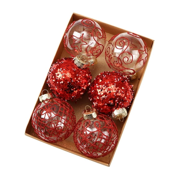 Christmas Tree Decorations Transparent Ball Ornaments 3.14IN 6pcs Set Clear Christmas Ornaments Decorative Hanging Baubles for Holiday Party Home Xmas Decoration