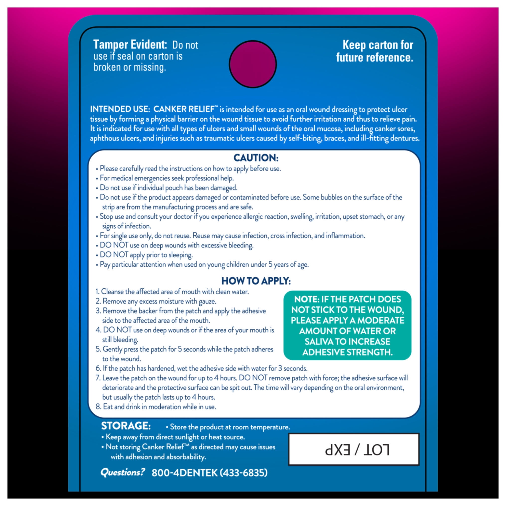 DenTek Canker Relief Advanced Canker Sore Patch,  6 Count