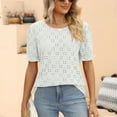 thumbnail image 4 of IROINNID Summer Blouse For Women Breathable Round-Neck Solid Short Sleeve Tops Blouse Under $10, 4 of 6