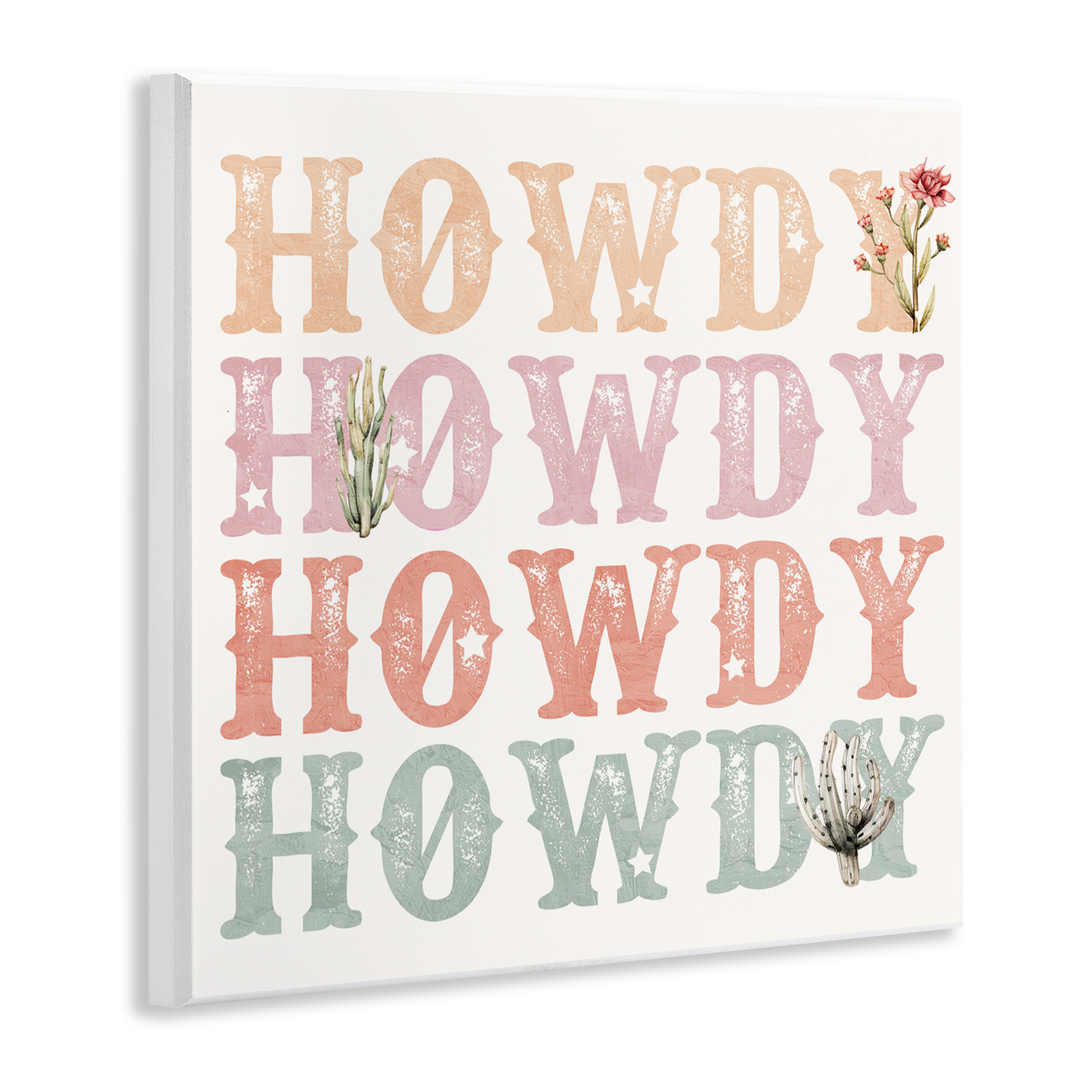 Vintage Howdy Rainbow Text Wall Plaque Art, design by Kim Allen