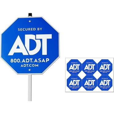 ADT Security Signs 28" with 6 Double-Sided Stickers, Yard Sign with Metal Aluminum Stake, Heavy Duty Weatherproof