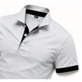 thumbnail image 5 of Mens Polos Two-Tone Collar Short Sleeve 2-Button Slim Fit Cotton Blend Business Casual Sports Gray XL, 5 of 6