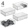 thumbnail image 2 of mDesign Plastic Wide Stacking Closet Storage Organizer, Drawer, 4 Pack, Clear, 2 of 9