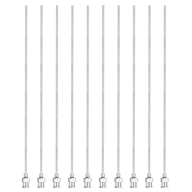 10pcs Agujas de Dispensación 16 Gauge 6 Pulgadas Punta Roma Conector Luer para Rellenar Pegamento Aceite Líquidos Espesos Tinta Uso de Laboratorio, Plata
