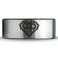 thumbnail image 2 of Tungsten Bicycle Chain Gear Heart Band Ring 8mm Men Women Comfort Fit Brushed Gray Flat Cut Black Polished, 2 of 4