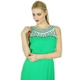 thumbnail image 5 of Bimba Women Long Green Maxi Half Lined Dress Hand Beaded Neck Sleeveless Gown, 5 of 5