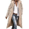thumbnail image 2 of DPTALR Women's Winter Casual Loose Color Pocket Zippered Tops Reversible Long Cotton Coat, 2 of 6