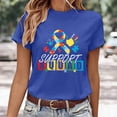 thumbnail image 2 of WEIWEN Womens Support Squad Autism Awareness Multicolor Ribbon Graphic Tees Summer Tshirts Shirts for Women Fashion Going Out Tops (Blue, XXL), 2 of 4