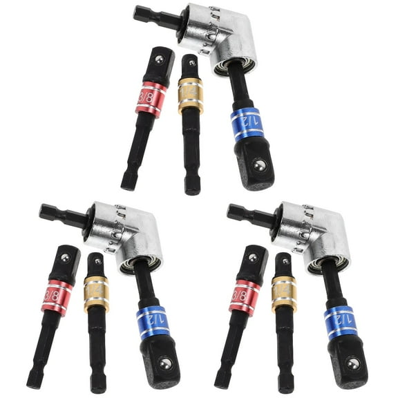 3 Sets  Right Angle Drill Attachment Socket Drill Adapter Impact Drill Adapter