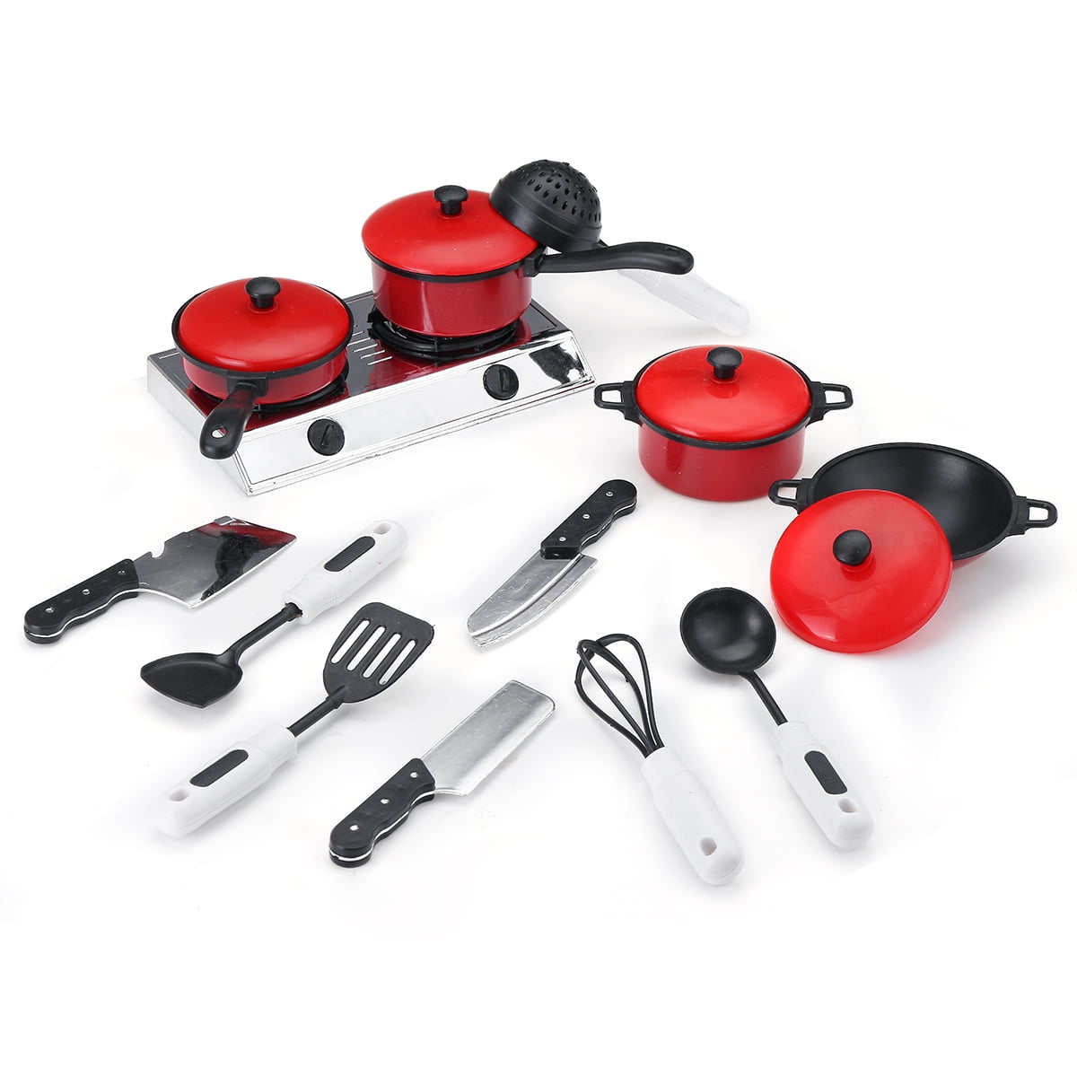 Kitchen Pretend Play Toys with Stainless Steel Cookware Pots and Pans