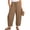 08# Light Brown, variant on Womens Baggy Pleated Harem Pants Summer Striped Elastic High Waisted Wide Leg Balloon Cotton Linen Lounge Pants,Light Brown XXXL