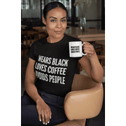 Wears Black Loves Coffee Avoids People Mug