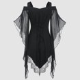 thumbnail image 4 of Womens Halloween Insert Lace Gothic T Shirt Tops Blouse Gothic Lace Stitching Strapless Tops Irregular Stitching Strap Tops Clothes, 4 of 5