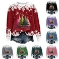 thumbnail image 2 of TTUHYWXI Christmas Sweatshirts for Women 2025 Xmas Tree Graphic Fall Wimter Clothes Crewneck Pullover Long Raglan Sleeve Top (Grey, L), 2 of 9