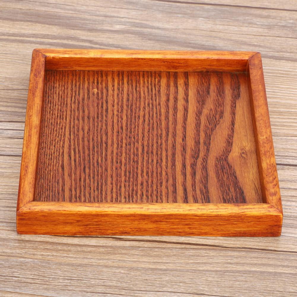 Mgaxyff Food Serving Tray,Small Portable Square Shape Solid Wood Tea