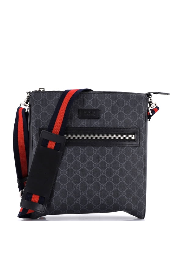 Pre-Owned Web Strap Front Zip Messenger Bag GG Coated Canvas Medium By Rebag